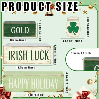 St. Patrick’s Day Decorations - St Patrick Day Irish Luck Tiered Tray Decor Set - Wooden Shamrock Tabletop Decoration - Rustic Farmhouse Holiday Home Decor for Indoor Shelf Mantel Coffee Table Gift - style: Shamrock