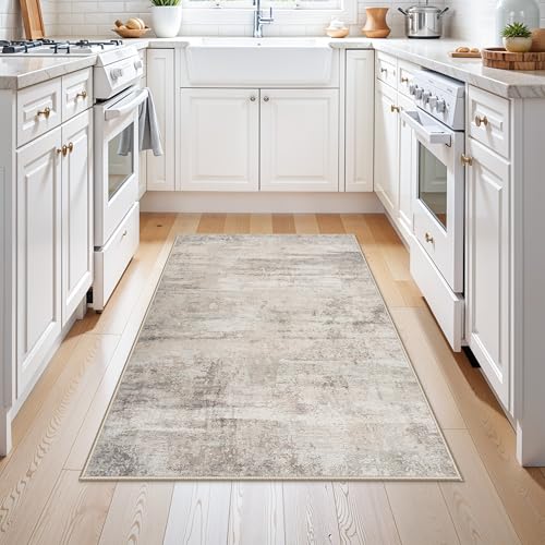 Area Rugs 3x5 for Walk-in Closet – Ultra Soft Modern Abstract Non Slip Thin Carpet Low Pile Stain Resistant Home Decor Rug for Married Woman 30-45yr in Bedroom, Dressing Room, Home Office 3x5 Beige - color: Beige, size: 3' x 5' (Rectangular)