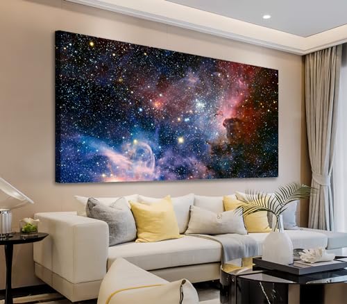 arteWOODS Outer Space Canvas Wall Art Galaxy Nebula Starry Prints, 20"x40" - color: Dark Red Universe, size: 40"L x 20"W
