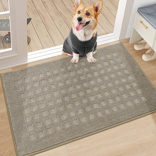 BEQHAUSE Dirt Trapper Door Mats 20"x32", Non Slip Washable, Beige - color: Beige, size: 20" X 32" (Rectangular)