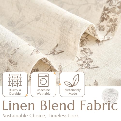 jinchan Taupe Floral Kitchen Tier Curtains with Valance, 24 Inch, 2 Panels - color: Alisa Taupe, size: 30"W x 24"L (Pack of 2)
