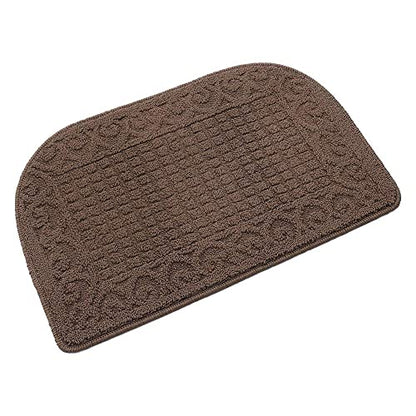 COSY HOMEER 27x18 Half Round Kitchen Rug,Non Slip Washable Mat,Brown 1PC - color: Brown, size: 1'6" x 2'3" (Semicircular)