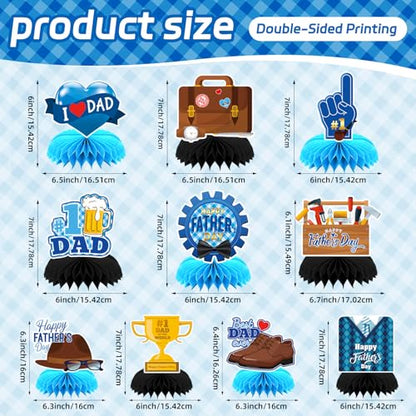 10Pcs Father's Day Honeycomb Centerpieces Table Decorations - style: Father's Day Style