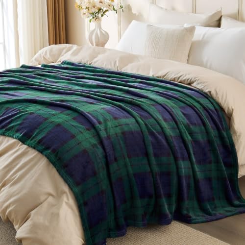 BEDELITE Christmas Fleece Throw Blanket for Couch & Bed, Blue & Green - color: Blue&green Tartan, size: Throw(50"x60")