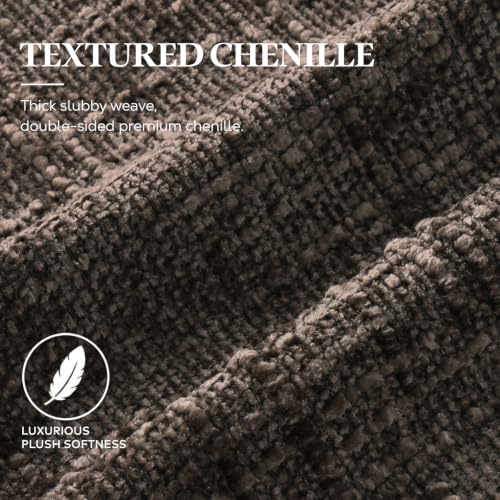 Pallene Dark Brown Textured Chenille Throw Pillow Covers 12x20 Set of 2 - color: Dark Brown, size: 20" x 12" (Pack of 2)