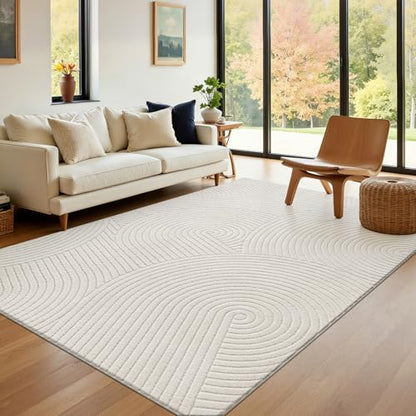 U'Artlines 5x7ft Washable Area Rug for Living Room, Beige - size: 5 x 7ft