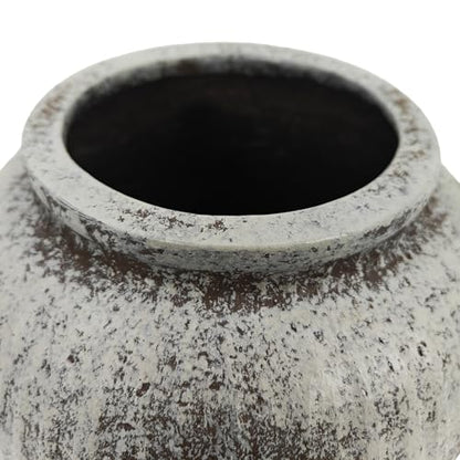 Oakrain Large Rustic Decorative Vase, 11" Distressed Gray Round Floor Vase