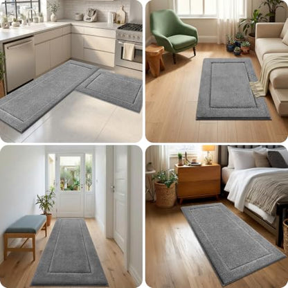 Bathroom Rug 24" x 60", Bath Mat, Runner Rug for Kitchen, Hallway - color: Grey, size: 24" x 60"