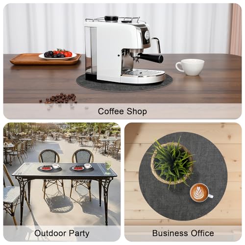 Myir JUN 14" Round Placemats Set of 4, Reversible Dual-Color Place Mats - color: Gray Terracotta