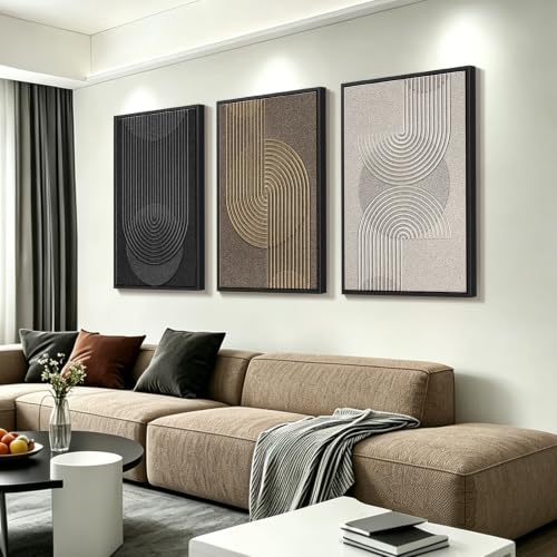 3 Piece Framed Geometric Arch Wall Art, Modern Boho Abstract Home Decor 16x24in - color: Abstract 01, size: 16''W x 24''H x 3