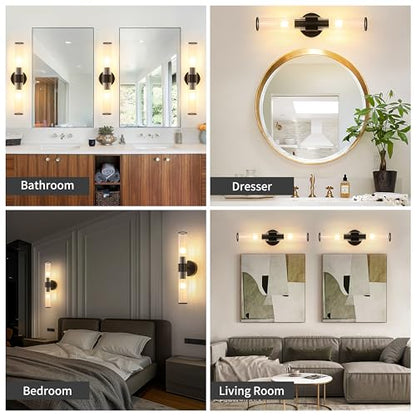 Morauroral Black Battery Operated Wall Sconces Set of 2 - color: Matte Black