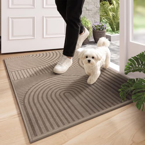 Door Mat Indoor Entrance Front Entry Mats,24''x35'',Brown | Absorbent Dirt Resist Non Slip Indoor Low-Profile Welcome Mats for Kitchen,Living Room,Laundry Room - color: A Mountain Brown, size: 24''x35''
