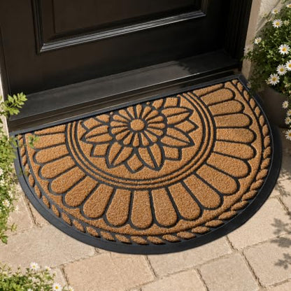 Mibao Half Round Door Mat, 47"x32", Yellow, Semicircular Entrance - color: Yellow, size: 2'8" x 3'11" (Semicircular)