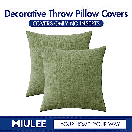 MIULEE Soft Chenille Throw Pillow Covers Sage Green 16x16 Inch Pack of 2 - color: Sage Green, size: 16" x 16" (Pack of 2)