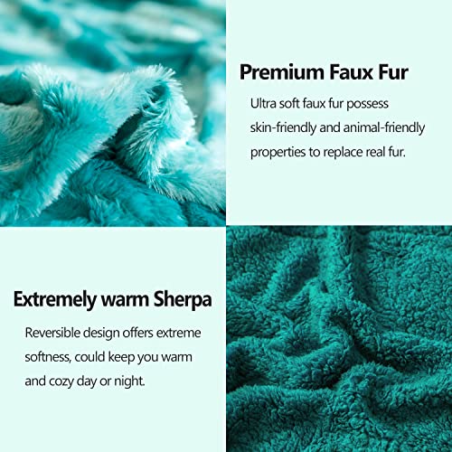 NEWCOSPLAY Faux Fur Sherpa Throw Blanket for Couch, Light Teal, 50"x60" - color: Tie-dye Light Teal, size: Throw(50"x60")