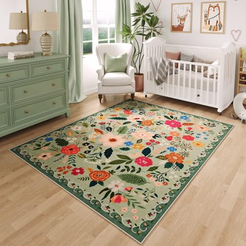 Rugcomf Area Rug 3x5 Washable, Green - color: Green, size: 3' x 5' (Rectangular)