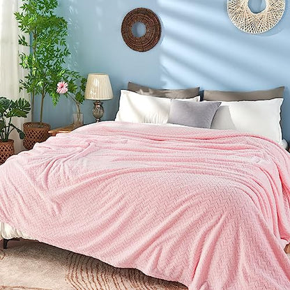 inhand Super Soft Pink Cute Throw Blanket, Cozy Plush Fleece Blanket Throw Size, Washable Lightweight Flannel Blankets Throw for All Season(50”x60”, Baby Pink) - color: Baby Pink, size: Throw/Travel-50x60 IN