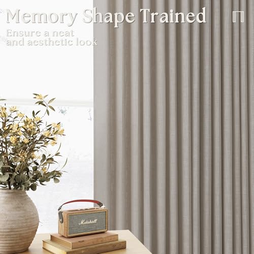 Burlywood Birch Pinch Pleated Thick Linen Curtains 112 Inches Long - color: Burlywood Birch, size: 40"W x 112"L (Pack of 2)