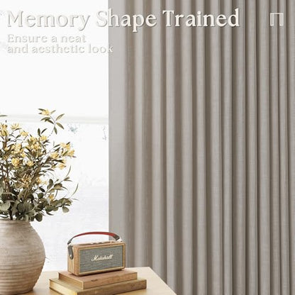 Burlywood Birch Pinch Pleated Thick Linen Curtains 112 Inches Long - color: Burlywood Birch, size: 40"W x 112"L (Pack of 2)