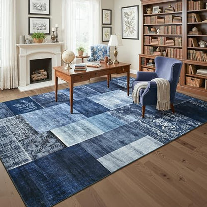 Tepook 9x12 Washable Area Rugs for Living Room Bedroom - color: Blue, size: 9' x 12' (Rectangular)