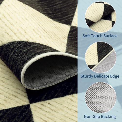 GarveeHome Area Rugs 8x10 for Living Room Black Checkered Washable Rug - color: Dark/Coffee, size: 8' x 10' (Rectangular)