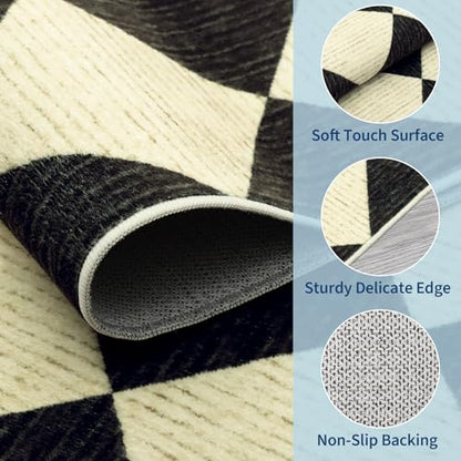 GarveeHome Area Rugs 8x10 for Living Room Black Checkered Washable Rug - color: Dark/Coffee, size: 8' x 10' (Rectangular)
