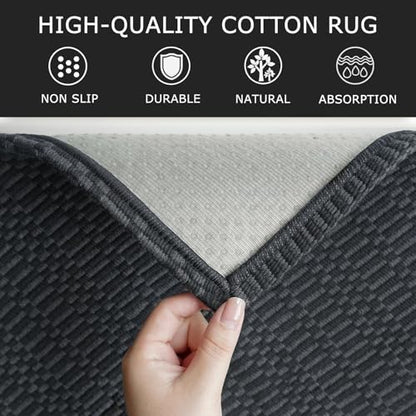 KOZYFLY 3x14 Long Runner Rug, Washable Non Slip Hallway Rug, Black/Grey - color: Black/Charcoal Grey, size: 3' x 14' (Rectangular)