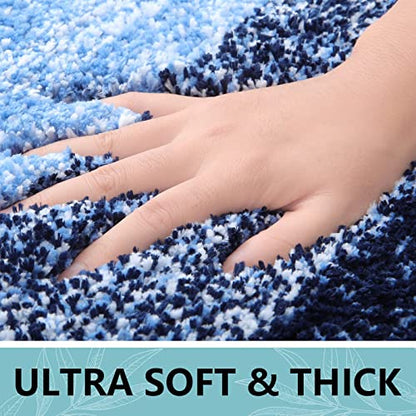 Arotive Microfiber Bathroom Rugs, Shaggy Soft Absorbent Bath Rug, 50x30 - color: Blue, size: 50" X 30"