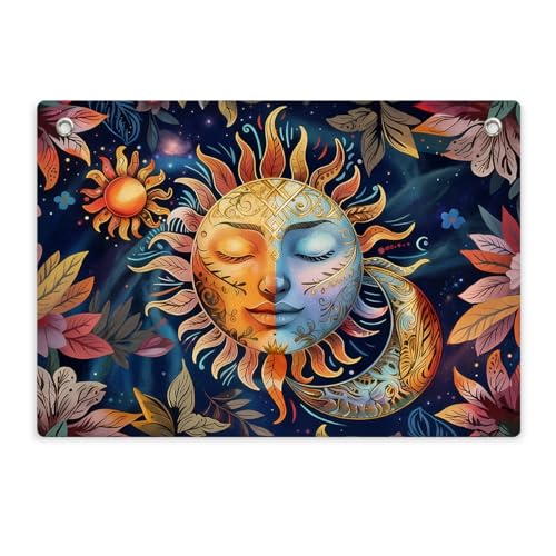 Hippie Sun and Moon Tapestry Banner Flag Wall Hanging for Bedroom Aesthetic - color: Multi 0665