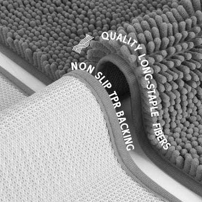 Amyracel Bathroom Rugs Mat 24x72, Thick Soft Quick Dry Absorbent - color: Grey, size: 24" x 72"