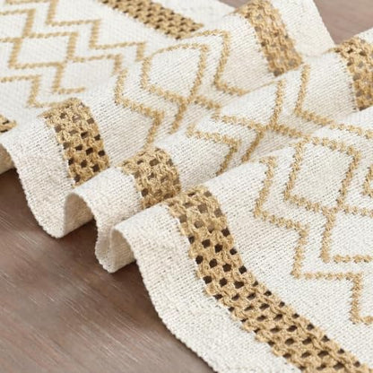Artoid Mode Burlap Brown Stripe Diamond Woven Table Runner 12x48 Inch - color: Burlap Brown, size: 12" x 48", Table Runner