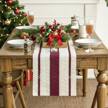 Artoid Mode Red Rustic Woven Table Runner 12x48 Inch - color: Red, size: 12" x 48", Table Runner