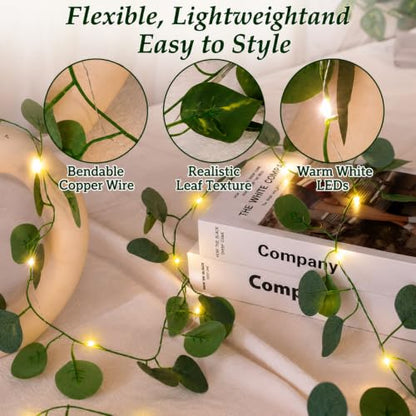 Vine Fairy Lights, 6.5FT 40 LEDs Eucalyptus String Lights, 2 Pack - color: Eucalyptus, size: 6.5 ft-20 LED-2 pack