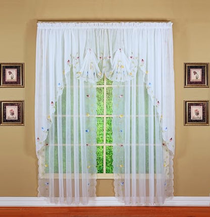 Today's Curtain,Vineyard 3-D Appliqué,Panel 84", White, 59" W x 84" L - color: White, size: 59"W x 84"L (Pack of 1)