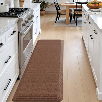 DEXI Anti Fatigue Kitchen Mat Cushioned, 20x47 Waterproof Runner Rug Brown - color: Brown, size: 47"L x 20"W x 0.9"Th