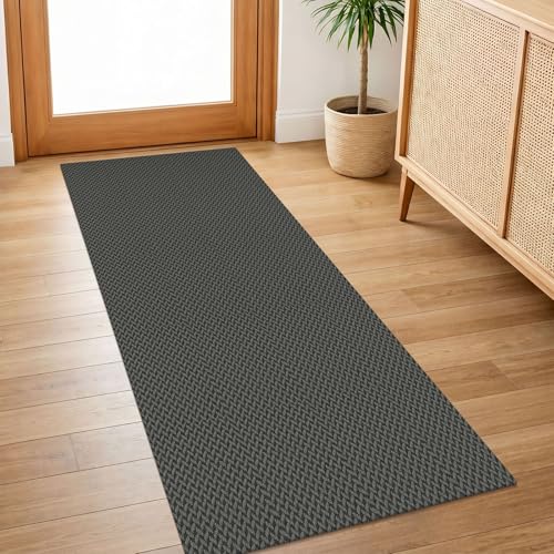 IOHOUZE Washable Runner Rug 2x5 Non Slip Runners for Hallways Entryway Runner Indoor, Kitchen Throw Rug Woven Cotton Floor Carpet for Hall Entrance Bedroom, Grey/Black - color: Grey/Black, size: 2' x 5' (Runner)