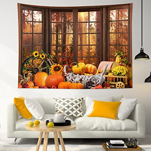 HVEST Farmhouse Fall Tapestry Wall Hanging for Bedroom,40L x 60W Inches - color: Yellow, size: 40"L x 60"W