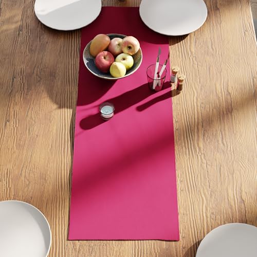 Encasa XO Table Runner, Cotton Canvas Dining Runner 13"x36" - color: Hot Pink, size: 13x36 in