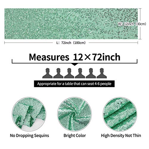 Pufogu 12 x 72 inches Mint Green Sequin Table Runner, 2 Packs - color: Mint Green