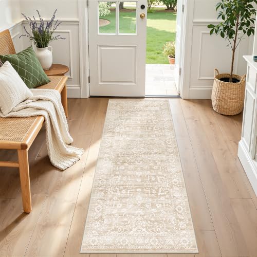 Soalmost Runner Rug Non-Slip for Kitchen 2x5, Washable Soft Hallway Rug - color: Beige, size: 2' x 5' (Runner)