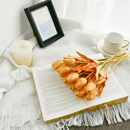 Mandy's 12pcs Artificial Gold Tulips - color: Fully Gold 12pcs