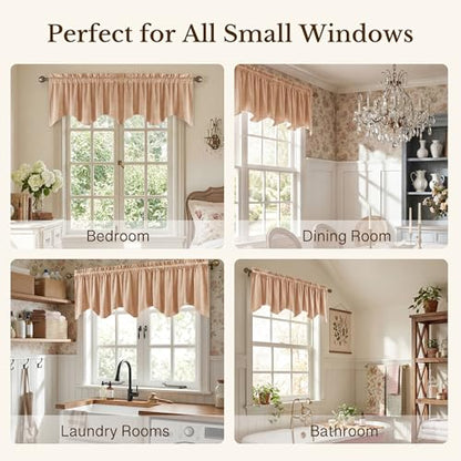 StangH Blush Beige Velvet Window Valance 52x18 Inch, 1 Panel - color: Blush Beige, size: 52"W x 18"L (Pack of 1)