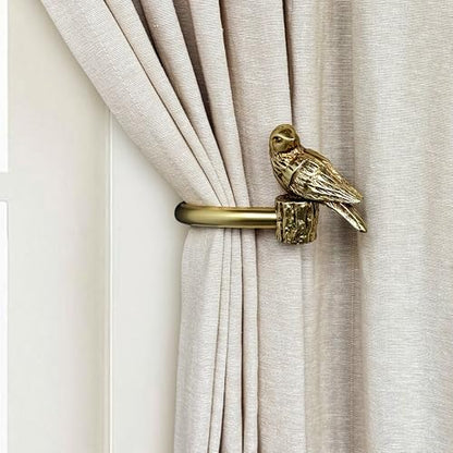 Curtain Drapery Holdbacks with Resin Bird, Wall Mount Drapery Hooks Holders, Set of 2, Gold - color: Gold