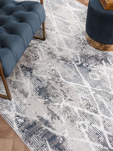 8x10 Blue Modern Geometric Area Rug for Living Room, Bedroom - color: 1003 - Blue, size: 8' x 10' (Rectangular)