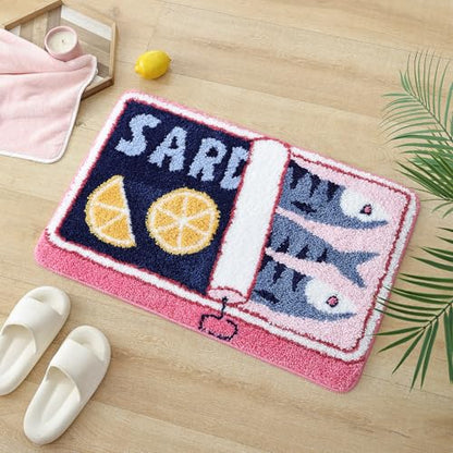 TRUEDAYS Sardine Bath Mat, Cute Bath Mat for Bathroom 20x30 Inch, Pink - color: Pink, size: 20x30 inches (Rectangular)