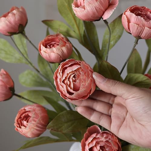 6 Pcs 27" Faux Silk Peony Artificial Flowers Stems for Vase (Dusty Pink) - color: Dusty Pink