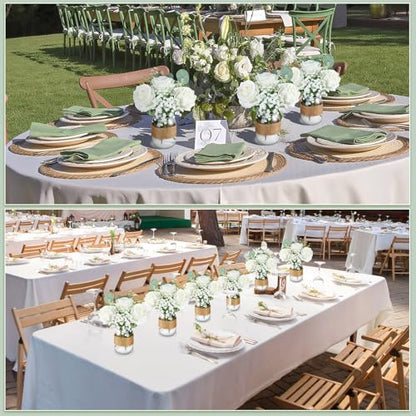 43 Pcs/ 6 Set White Rose Mason Jar Table Centerpiece Mason Jar Vases - size: Rose