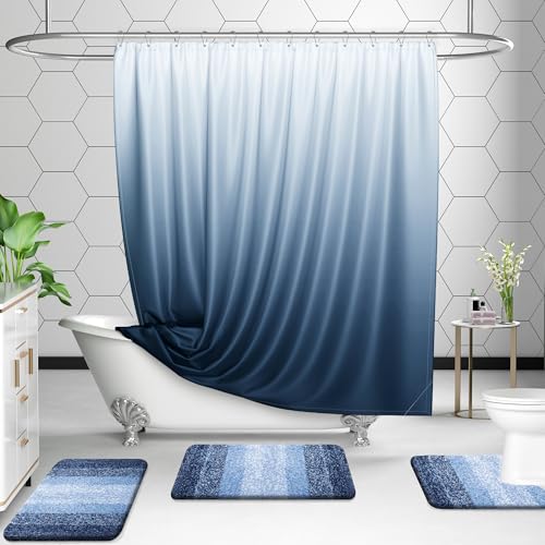 OLANLY Luxury Toilet Rugs U-Shaped 24x20, Soft Absorbent Microfiber Mat - color: Navy, size: 24" X 20" Contour Rug