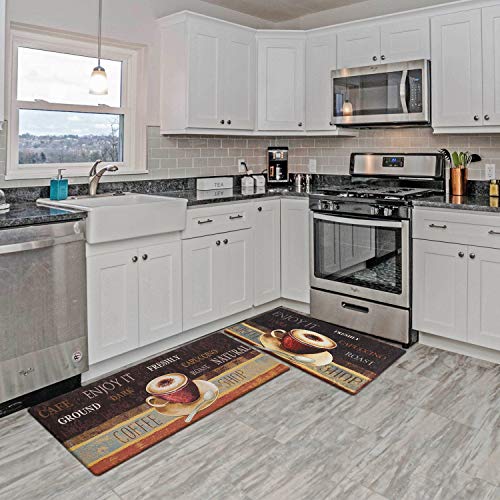 ROSMARUS Kitchen Mats for Floor 2 Pieces, 17x47''+17x30''