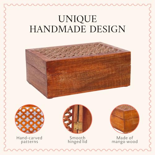 Mela Artisans Trellis Mango Wood Storage Box - Medium Polish, 7.5 in - color: Medium Polish, size: Medium